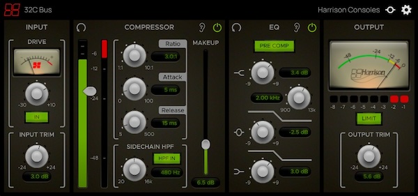 Harrison Consoles「32C Bus」ミキシングエンジニア必見!プロの現場で愛されるテープサチュレーションとバスコンプレッサー、EQ、リミッターが一つになったオールインワンプラグイン