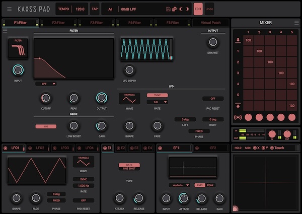 KORG「Kaoss Pad」マウスやトラックパッドでタッチするだけで劇的なサウンド変化!リアルタイムコントロールの常識を覆す、MIDI対応のXYパッド操作と25種類のマニアックなエフェクトアルゴリズムを搭載した新次元サウンドデザインツール|DTMプラグインセール