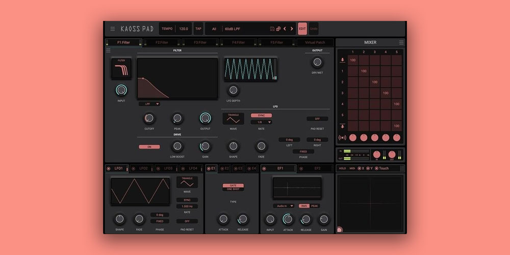 KORG「Kaoss Pad」マウスやトラックパッドでタッチするだけで劇的なサウンド変化!リアルタイムコントロールの常識を覆す、MIDI対応のXYパッド操作と25種類のマニアックなエフェクトアルゴリズムを搭載した新次元サウンドデザインツール|DTMプラグインセール