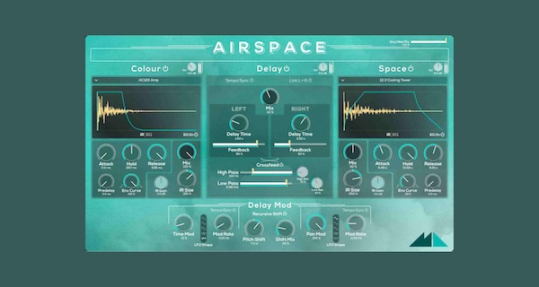 ModeAudio「Airspace」ヒップホップやハウスの活気あるリバーブからアンビエントプロジェクトの輝くサウンドの海まで!コンボリューションリバーブとステレオディレイエフェクトを融合した強力な空間処理プラグイン|DTMプラグインセール
