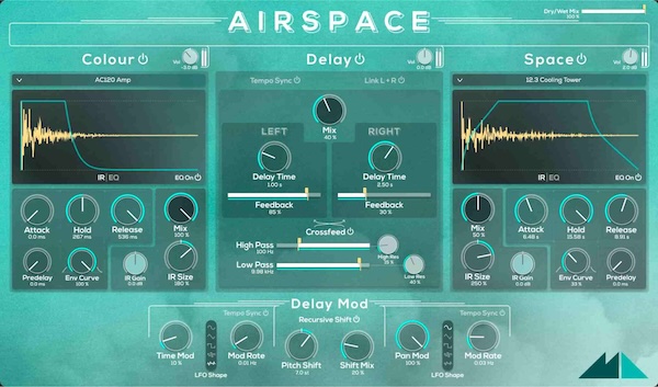 ModeAudio「Airspace」ヒップホップやハウスの活気あるリバーブからアンビエントプロジェクトの輝くサウンドの海まで!コンボリューションリバーブとステレオディレイエフェクトを融合した強力な空間処理プラグイン|DTMプラグインセール