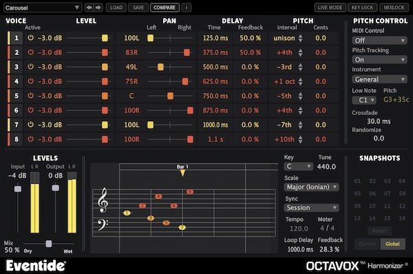 Eventide「Octavox」時間と音程を自在に操り、想像力の限界を超えるサウンドデザイン!一音入力するだけで壮大なアンサンブルが生まれる魔法の8ボイス・ダイアトニックハーモナイザー|DTMプラグインセール