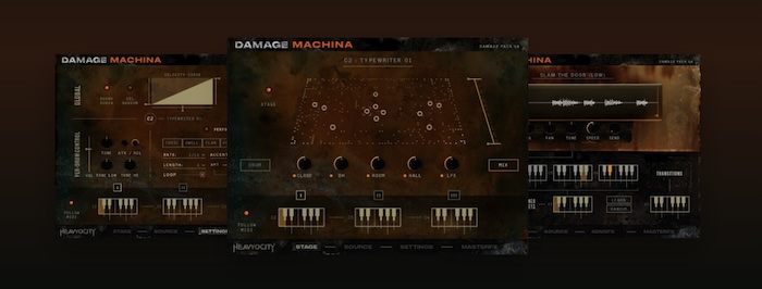 Heavyocity「Damage Machina」強力なDamage 2エンジンが駆動する機械的リズムの芸術!工業用歯車、タイプライター、骨董品のトラクター、ピンボールマシンの力強く汚れた金属音が生み出す型破りでインスピレーションに満ちた比類なきパーカッションコレクション