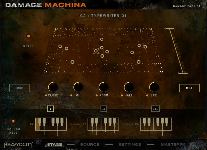 Heavyocity「Damage Machina」強力なDamage 2エンジンが駆動する機械的リズムの芸術!工業用歯車、タイプライター、骨董品のトラクター、ピンボールマシンの力強く汚れた金属音が生み出す型破りでインスピレーションに満ちた比類なきパーカッションコレクション