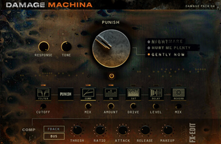 Heavyocity「Damage Machina」強力なDamage 2エンジンが駆動する機械的リズムの芸術!工業用歯車、タイプライター、骨董品のトラクター、ピンボールマシンの力強く汚れた金属音が生み出す型破りでインスピレーションに満ちた比類なきパーカッションコレクション