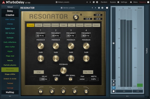 MeldaProduction「MTurboDelay」41種類のディレイアルゴリズムを1つのプラグインに凝縮!複数タップ、高度なフィードバック処理、フィルタリング、ピッチシフティング、ディストーションなどの多彩な機能で、平凡なサウンドを魅惑的な音響体験へと変貌させる次世代ディレイプロセッサー|DTMプラグインセール