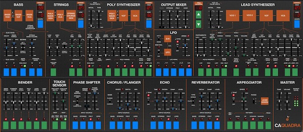 Cherry Audio「Quadra」1978年発売の幻の名機ARPクアドラを超正確かつ大幅進化!ファットなベースから幻想的なストリングスまで、4つの独立セクションを持つビンテージシンセの決定版|DTMプラグインセール