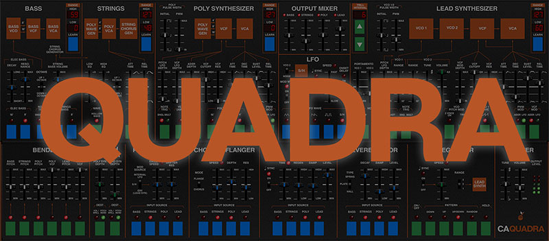 Cherry Audio「Quadra」1978年発売の幻の名機ARPクアドラを超正確かつ大幅進化!ファットなベースから幻想的なストリングスまで、4つの独立セクションを持つビンテージシンセの決定版|DTMプラグインセール