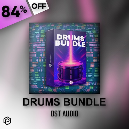 OST Audio「Drums Bundle」初心者でもすぐにレトロサウンドが作れる!シンセウェイヴ・チルウェイヴ・レトロウェイヴに完全対応、5つのドラムパックが詰まった合計1,050種類の高品質サンプル|DTMプラグインセール