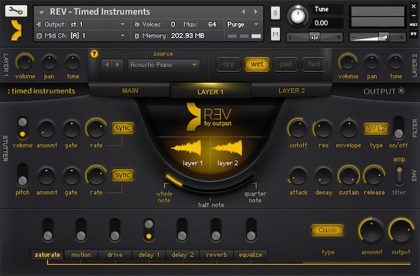 Output「REV」『逆再生』がここまで音楽を変えるとは!映画トレーラーからEDMまで、ループを重ね、スタッターを加え、フィルターで彩るリバースツール|DTMプラグインセール