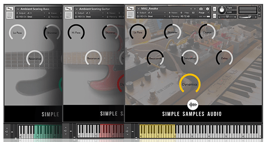 Simple Samples Audio「Ambient Scoring Bundle」リアルなベース・浮遊感あるギター・進化するパッドをひとつに!空気のように溶け込む音を直感で操れる、静寂・緊張・浮遊感…情景を音で描き出す音源バンドル|DTMプラグインセール