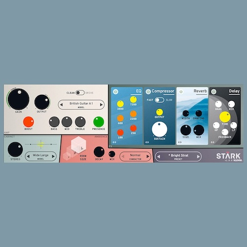 Klevgrand「STARK」12種類のアンプと10種類のキャビネットを自由に組み合わせる快感!コンボリューションもFFT解析も使わない、独自アルゴリズムが実現する自然なダイナミクスレスポンスのアンプシミュレーター|DTMプラグインセール