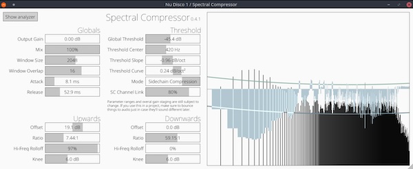 Robbert van der Helm「Spectral Compressor」従来のマルチバンドコンプレッサーでは到達できなかった領域へ!最大16384バンドのスペクトル処理で音を自在に変形できる超高精度コンプ|DTMプラグインセール