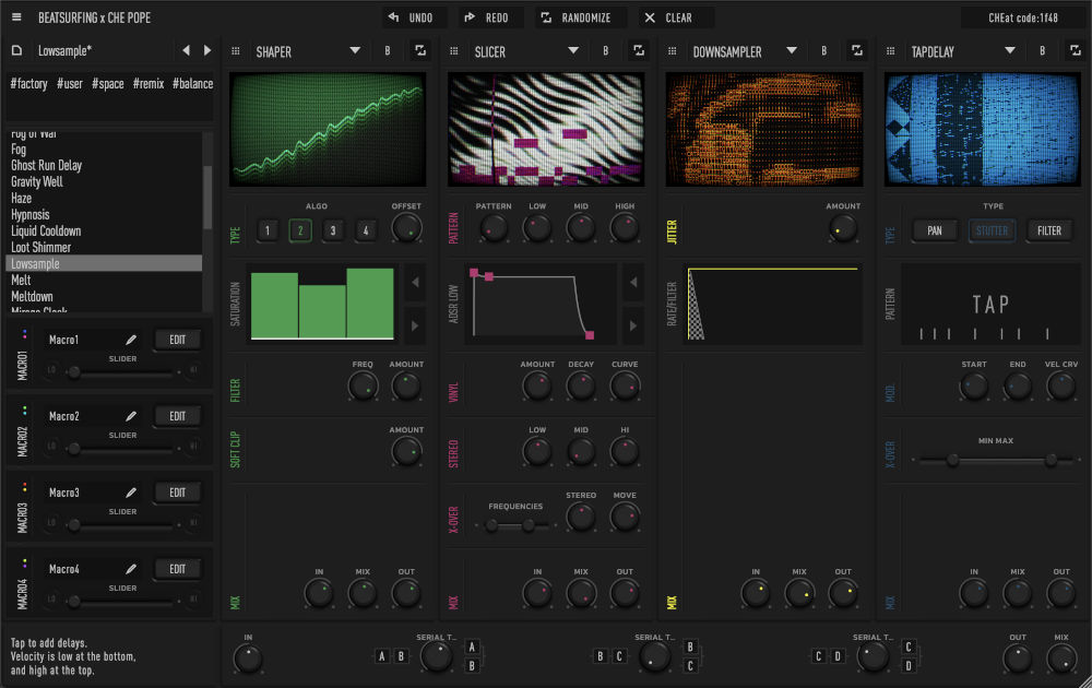 BEATSURFING「CHEat Code」グラニュラーシンセシス搭載の革新的マルチエフェクター!16種類のユニークなエフェクトエンジンとフルイド・ルーティングが切り開く次世代サウンドデザイン|DTMプラグインセール