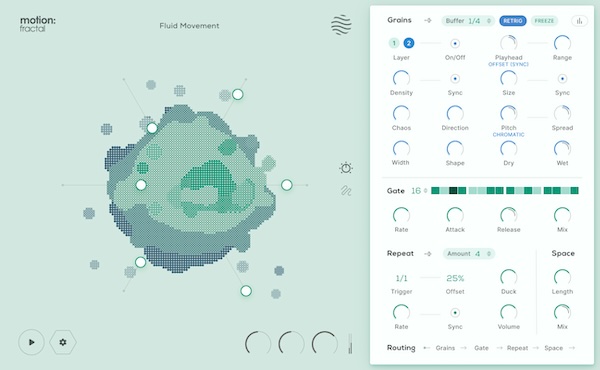 Excite Audio「Motion: Fractal」XYパッドを超えた進化形コントローラーの衝撃!時間を引き伸ばし、音を散乱させ、リズムを注入する、『音の時空間操作』が実現する強力なグラニュラープラグイン|DTMプラグインセール