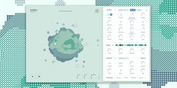 Excite Audio「Motion: Fractal」XYパッドを超えた進化形コントローラーの衝撃!時間を引き伸ばし、音を散乱させ、リズムを注入する、『音の時空間操作』が実現する強力なグラニュラープラグイン|DTMプラグインセール
