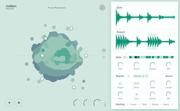 Excite Audio「Motion: Fractal」XYパッドを超えた進化形コントローラーの衝撃!時間を引き伸ばし、音を散乱させ、リズムを注入する、『音の時空間操作』が実現する強力なグラニュラープラグイン|DTMプラグインセール