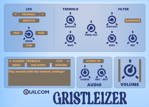 Quilcom「GRISTLEIZER」ただのトレモロじゃない、ただのノイズでもない…LFO変調による独特な揺らぎとノイズ感を忠実に再現するエフェクト｜DTMプラグインセール