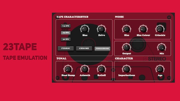23DSP「23Tape - Analog Tape Emulation」テープの揺らぎ、ノイズ、経年劣化まですべて再現!アナログ機材なしで本物のテープフィールをDAWに導入できる高精度なテープシミュレーション|DTMプラグインセール