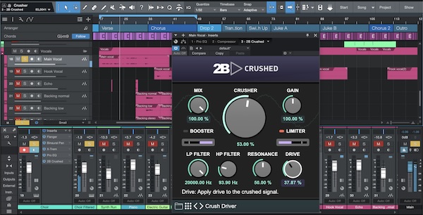 2B Played Music「2B CRUSHED」シンプルだけど超強力!ミックスの最終調整に“粗さ”を足す、サチュレーション・クラッシュ・ディストーションの三重奏で音を“生かす”プラグイン|DTMプラグインセール