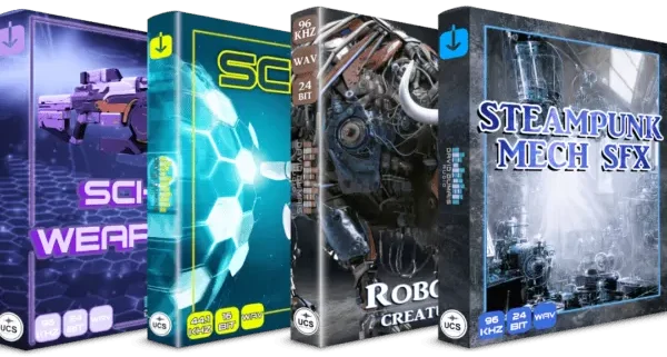 David Dumais「Sci-Fi SFX Bundle」高音質4,000種類以上・13GB超の圧倒的サウンドボリューム!武器音・UI・ロボ・メカ・クリーチャー効果音を網羅した、SFゲームや映像制作の完成度を一気に高める高品質サウンド集|DTMプラグインセール
