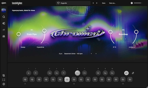 UJAM「Beatmaker CHROMED」誰でも一瞬でHyperpop級の爆裂ビートが作れる!グリッチ、ノイズ、崩壊寸前の音、それでも美しい…爆速で異常音を鳴らす、未来系グリッチポップ製造機|DTMプラグインセール
