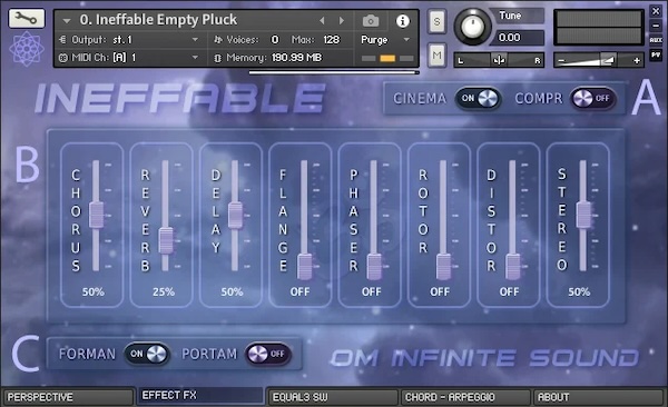 OM Infinite Sound「INEFFABLE」幻想的で奥行きある8種類のプラックと、27の実空間リバーブが生み出す“言葉にできない”音の世界!空間系リバーブ・幻想的プラック・演奏性を融合したKontakt用ライブラリ|DTMプラグインセール