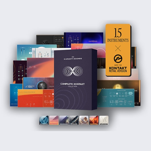 Karanyi Sounds「Complete Kontakt Suite」Kontakt音源はこれで完結!15の高品質インストゥルメントと7種の拡張パックで映画音楽・Lo-fi・アンビエント・シンセウェーブまで網羅する万能バンドル|DTMプラグインセール