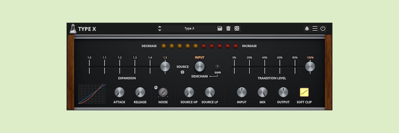 AudioThing「Type X」静寂と爆音の差を劇的に拡大する革命的アプローチ!コンプレッサーの正反対を行く画期的音響処理で、静かな音をより静かに、大きな音をそのまま維持する画期的エクスパンションツール|DTMプラグインセール