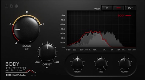 CARP Audio「Body Shifter」音のトーンを壊さず、ハーモニックな自然さを維持しながら周波数エネルギーだけを再配置!ミックスの整理とキャラクター演出を同時に叶える真の時短・高効率がかなうエフェクトじゃない、音の再構築ツール|DTMプラグインセール