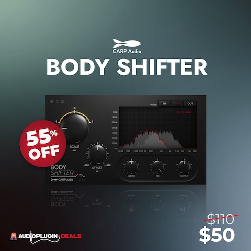 CARP Audio「Body Shifter」音のトーンを壊さず、ハーモニックな自然さを維持しながら周波数エネルギーだけを再配置!ミックスの整理とキャラクター演出を同時に叶える真の時短・高効率がかなうエフェクトじゃない、音の再構築ツール|DTMプラグインセール
