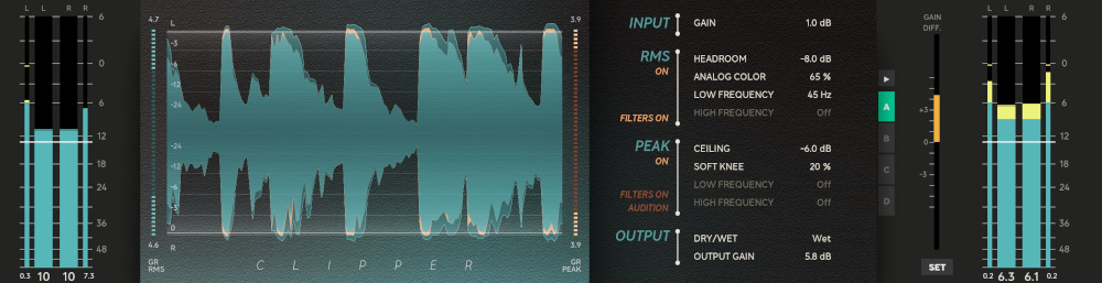 Softube「Clipper」従来のコンプレッサー・リミッターとは一線を画す!RMSステージで音楽的歪みを作り、Peakステージで瞬間的にピークカットする革新的デュアルクリッパー|DTMプラグインセール