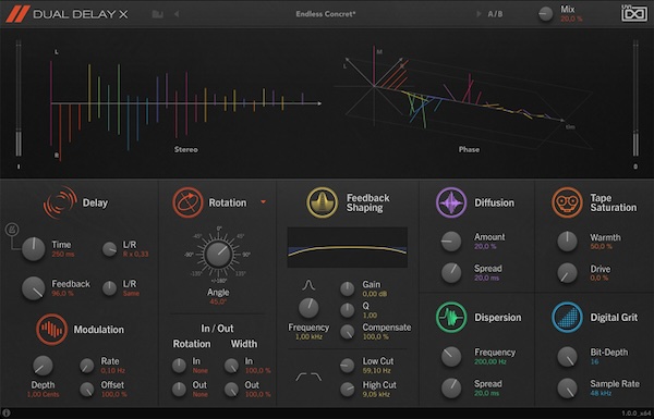 UVI「Dual Delay X」クリーン・ディレイからハイ・キャラクター・エフェクトまで自在に創造!クリーン・クラシック・ピンポンからデジタル・ローファイ・ラッシュ・アナログ・ウォームスまで、驚くほど広範囲な高品質・革新的サウンドを明確・直感的インターフェースで操る、パワフルかつ使用感抜群の空間系ディレイ・プラグイン|DTMプラグインセール