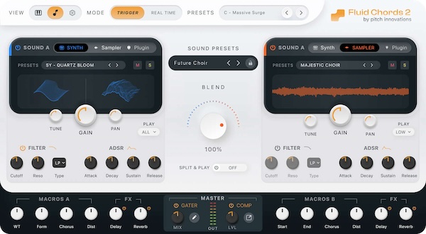 Pitch Innovations「Fluid Chords 2」単なるアップデートを超えた飛躍的進化!スマートミュージカリティ強化、新サウンドエンジン搭載、リアルタイムパフォーマンス機能拡張で、ハーモニーの動き方そのものを根本的に変革する画期的コードベンディング・プラグイン|DTMプラグインセール