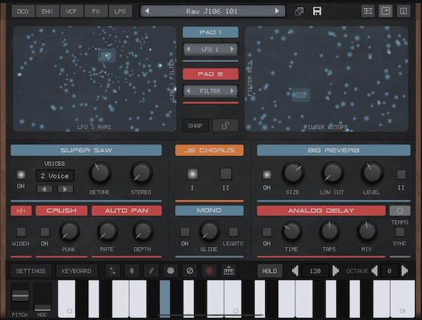 AudioKit「Synth One J6」iPhone・iPadでプロ級の音作りが楽しめる!JunoやJupiterにインスパイアされた“完全オリジナル”の音源アプリ|DTMプラグインセール