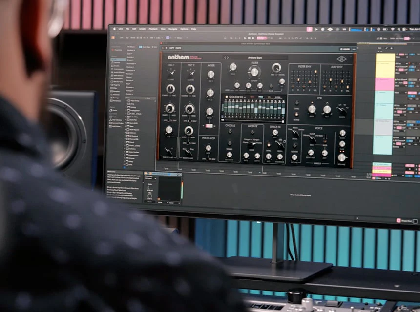 Universal Audio「Anthem Analog Synthesizer」8分音符リフから激烈アシッドベースライン・進化するジェネラティブサウンドスケープまで!レイヤーや複雑なプラグインチェーン不要で極太ベース・パンチ力抜群のリードサウンドを生成するアナログモデリングシンセ|DTMプラグインセール