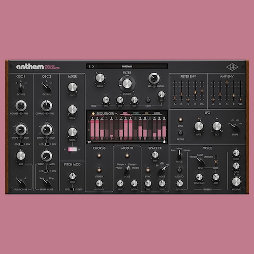 Universal Audio「Anthem Analog Synthesizer」8分音符リフから激烈アシッドベースライン・進化するジェネラティブサウンドスケープまで!レイヤーや複雑なプラグインチェーン不要で極太ベース・パンチ力抜群のリードサウンドを生成するアナログモデリングシンセ|DTMプラグインセール