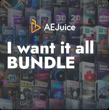 AEJuice「I Want It All Bundle」After Effects・Premiere Proユーザー必見!30,000点以上のプロ仕様アニメーション素材が永久に使い放題になる、テンプレート・エフェクト・モーショングラフィックスのすべてが揃った神バンドル|DTMプラグインセール