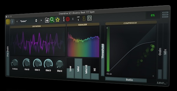 Stagecraft「Overdrive 5」音が持つ“深み”や“芯”を引き出す!5種の歪みに加え、EQ・コンプレッサー・オートメーション・プリセット共有まで揃った超実用系プラグイン|DTMプラグインセール