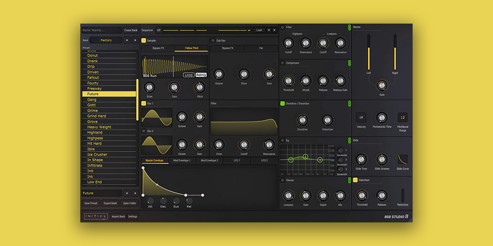 Initial Audio「808 Studio 2」TrapやDrillの制作が変わる!70種の高精細波形と200プリセットを搭載し、リアルタイム生成で重低音の質感を自由自在にコントロールできる次世代808ベース音源|DTMプラグインセール