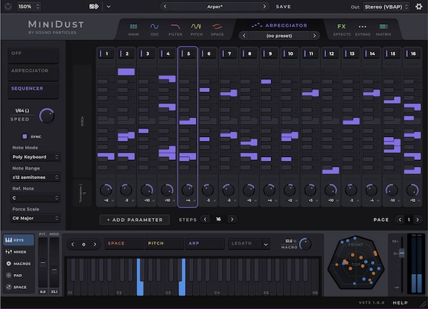 Sound Particles「MiniDust」SkyDust 3Dのエッセンスを凝縮!8オシレーターから2基に絞りながらも190種類以上の波形と70種類のモディファイアーで無限の音作りが可能な次世代ポリフォニック・シンセサイザー|DTMプラグインセール