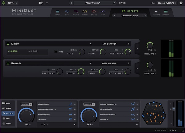 Sound Particles「MiniDust」SkyDust 3Dのエッセンスを凝縮!8オシレーターから2基に絞りながらも190種類以上の波形と70種類のモディファイアーで無限の音作りが可能な次世代ポリフォニック・シンセサイザー|DTMプラグインセール