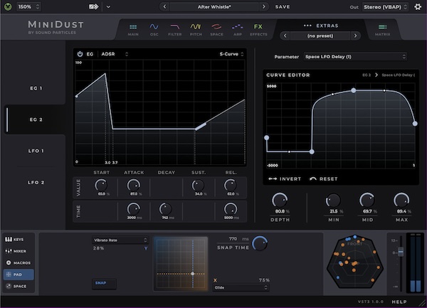 Sound Particles「MiniDust」SkyDust 3Dのエッセンスを凝縮!8オシレーターから2基に絞りながらも190種類以上の波形と70種類のモディファイアーで無限の音作りが可能な次世代ポリフォニック・シンセサイザー|DTMプラグインセール