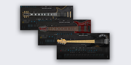 Ample Sound「3in1 Metal Bundle」本気でメタルを作りたいならこれ一択!メタルコア、プログレ、ジェント対応の、9弦ギターの激烈リフからパンチの効いたベースまで、思いのままに操れる本格メタル音源|DTMプラグインセール