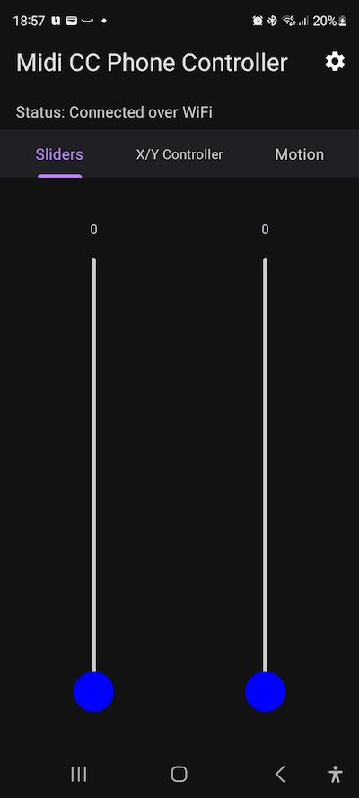 Michael Moalem「Midi CC Phone Controller」AndroidスマホをそのままMIDIコントローラーに!スライダー・XYパッド・モーションセンサーでMIDI操作ができるスマホアプリ|DTMプラグインセール