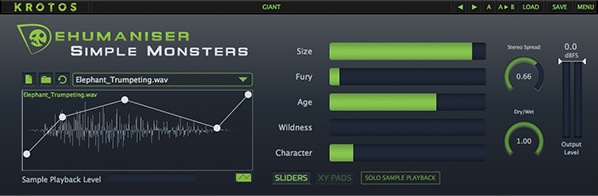 Krotos「Dehumaniser Simple Monsters」映画・音楽・ゲーム・アニメーション制作で威力を発揮する恐ろしいモンスター・サウンド×エクストリーム・メタル・ボーカル×怒りに満ちた動物の鳴き声を数秒で創造する究極ボーカル・エフェクト|DTMプラグインセール