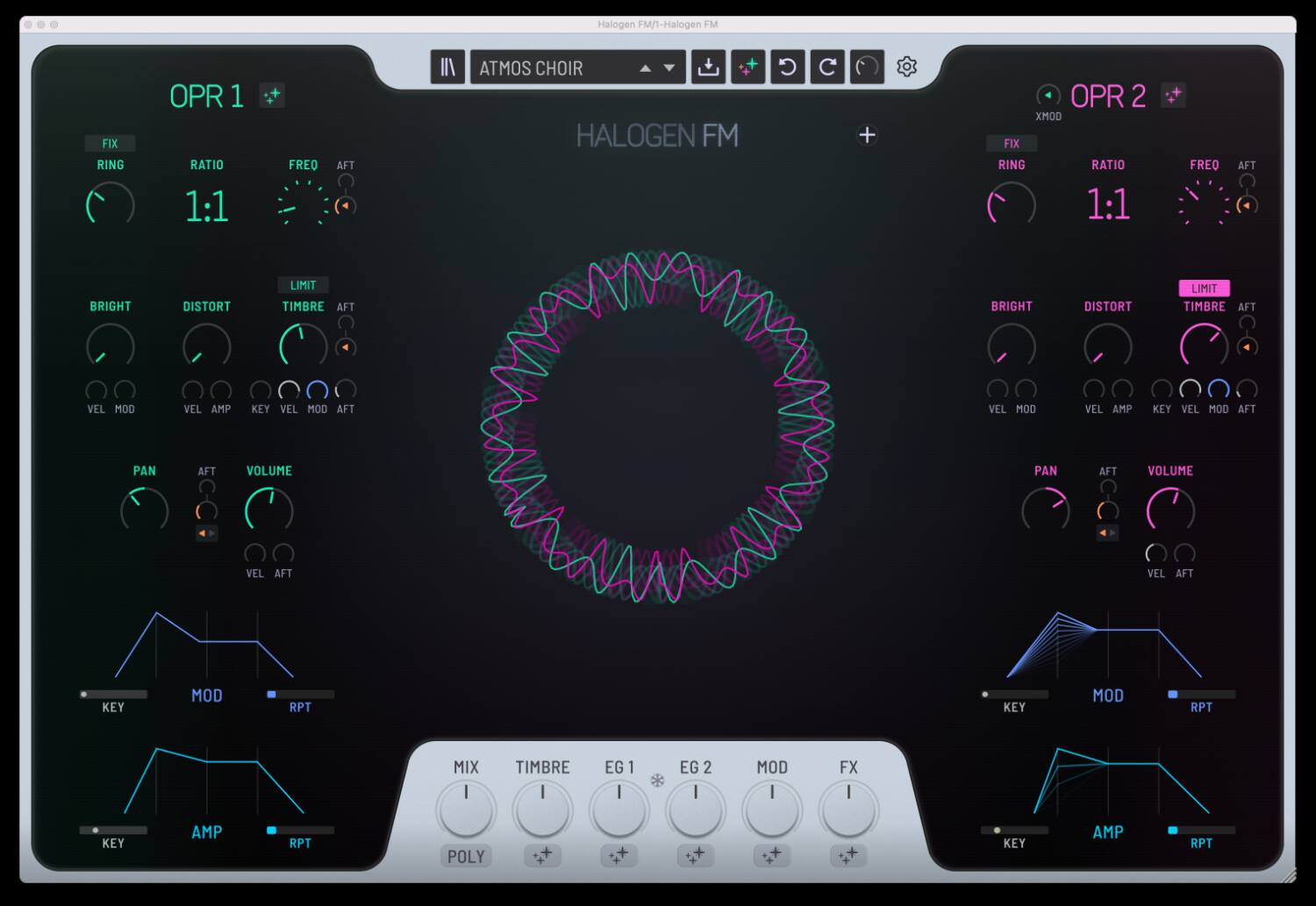 GForce Software「Halogen FM」瞬間インスピレーション・無限デプス!複雑なアルゴリズムや無数のパラメーターに悩まされることなく、直感的なプレイでFM合成の生々しい表現力を発見できる革命的ジェネレイティブ・インストゥルメント・プラグイン|DTMプラグインセール
