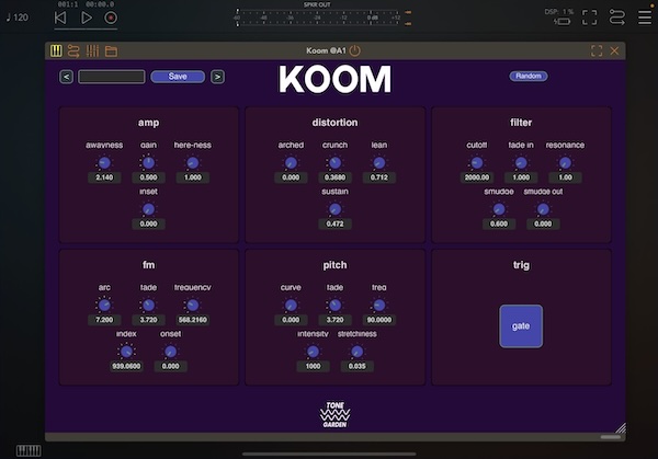 Zachary Rowden「Koom: FM Kick Synth」FM方式×歪みサウンドで自分だけの極太キックが作れる！iPad・Mac対応のAUv3無料キックシンセ｜DTMプラグインセール