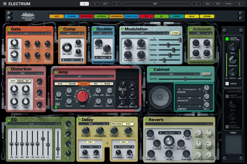 United Plugins「Electrum」5種類のアンプと300種類以上のキャビネットシミュレーションを搭載!エルゴノミクス設計で最速ワークフローを実現する、ワンスクリーンですべての機能にアクセス可能な次世代ギタープラグイン|DTMプラグインセール