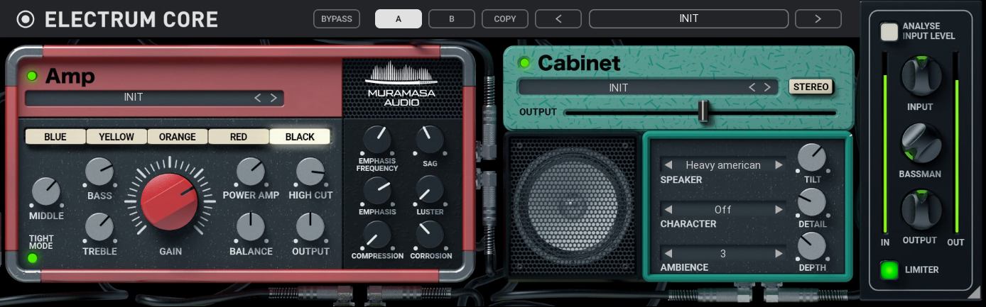 United Plugins「Electrum Core」Electrumから受け継いだ優秀なアンプ・キャブ技術を凝縮!クリーンからヘビートーンまで対応する5種類のアンプと300種類以上のキャビネットを簡単に使えるギタープラグイン|DTMプラグインセール